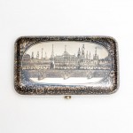 Cigarette case with view of the Moscow Kremlin in niello work, 1825