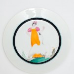 Russian revolutionary plate depicting a lady and a swan, State Porcelain Factory, 1922