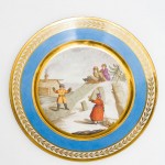 Russian porcelain plate with children sledging